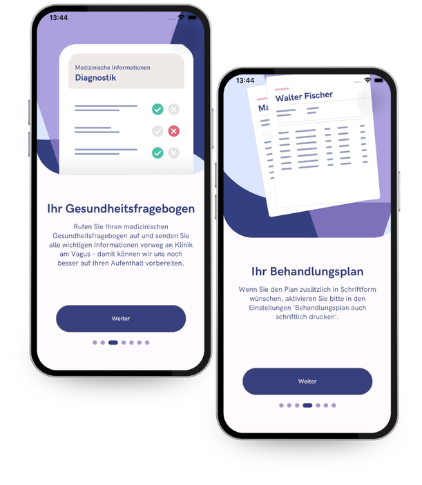 VagusApp Ansicht zur Vorbereitung vor dem Aufenthalt